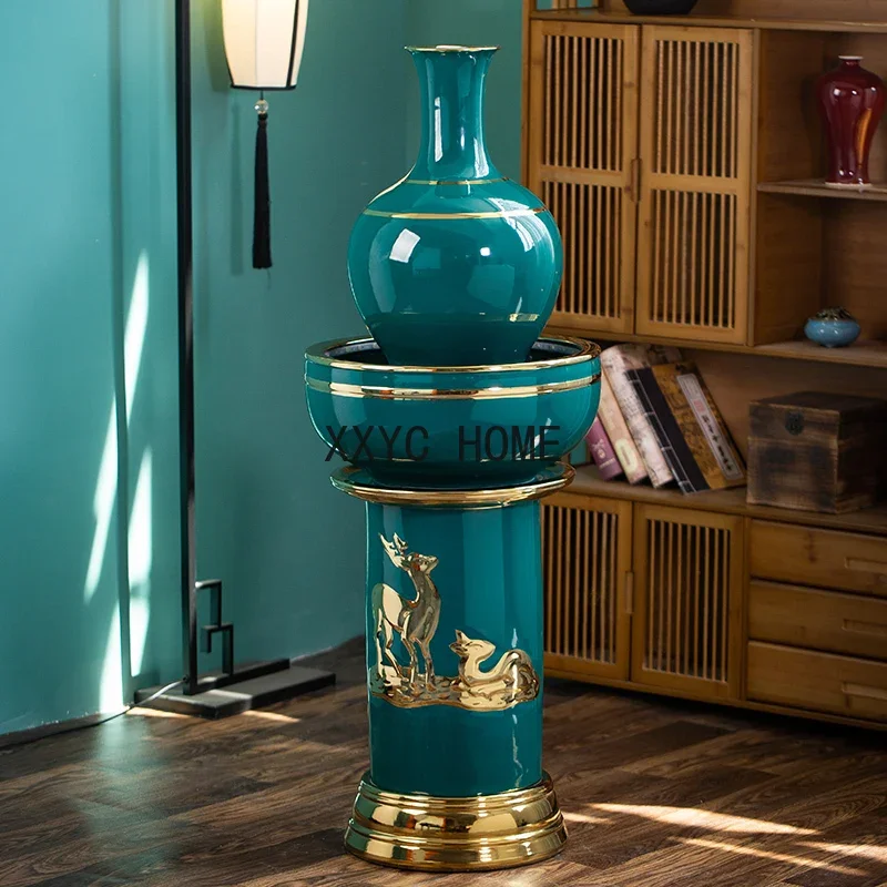 غرفة المعيشة الطابق السيراميك المياه المتدفقة الحلي المنزل زخرفة تلفزيون خزانة أريكة الجانب ضوء الفاخرة