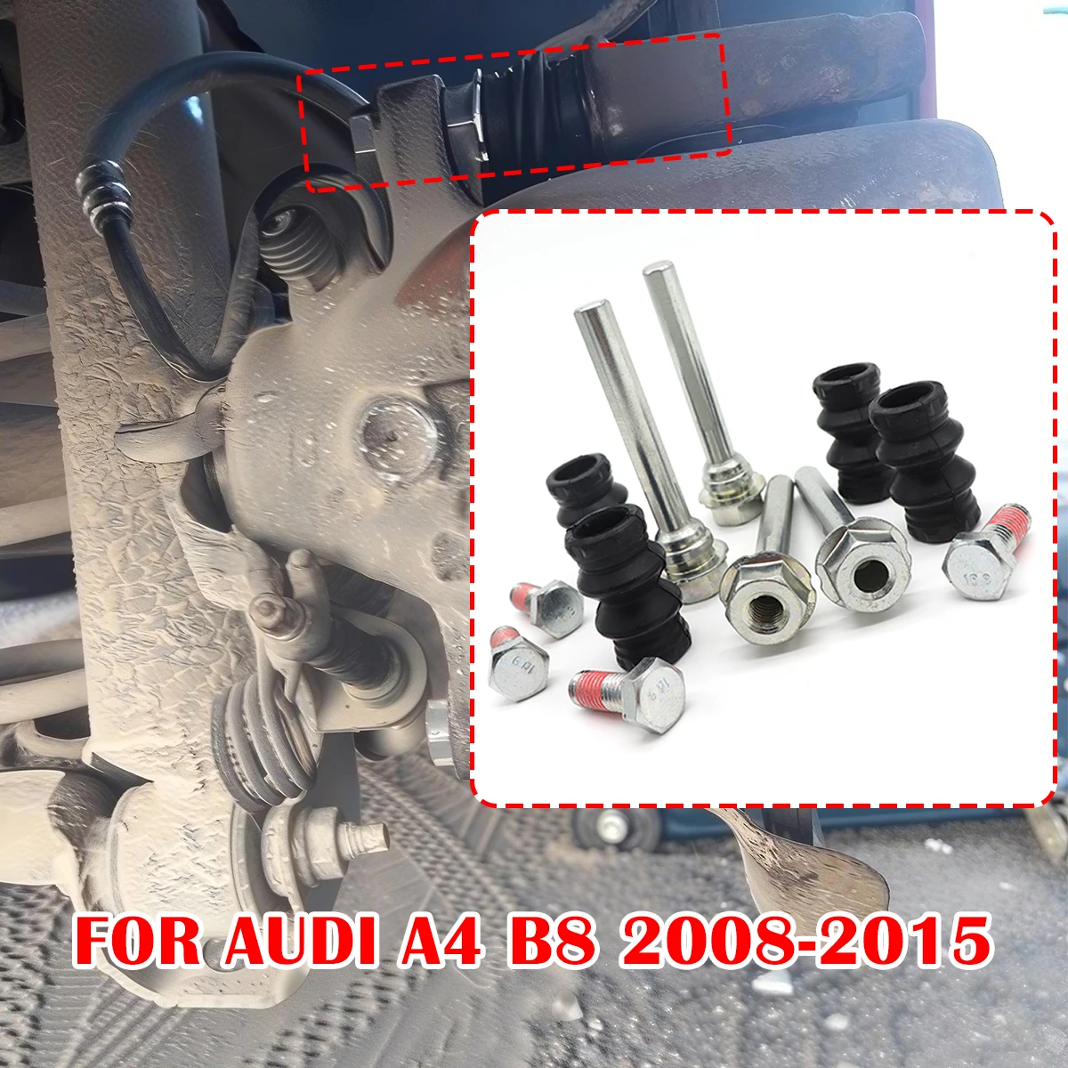 

12pcs FOR AUDI A4 B8 Brake Caliper Cylinder Slider Guide Pin For Disc Housing Bolts Rubber Bushing Boot Seal Kit 2008 2009-2015