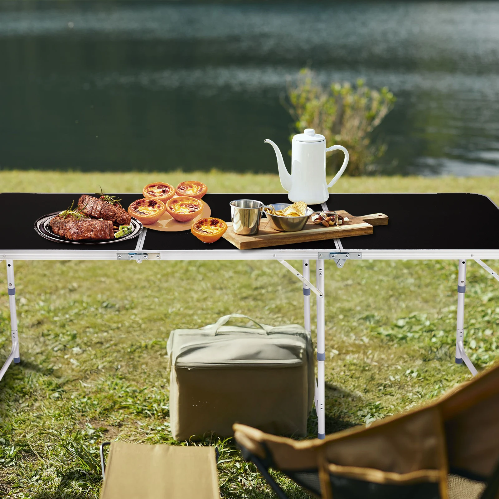 

6ft Aluminum Alloy Folding Table black picnic-table desk folding table camping tables outdoor furniture outdoor-table mesa desk