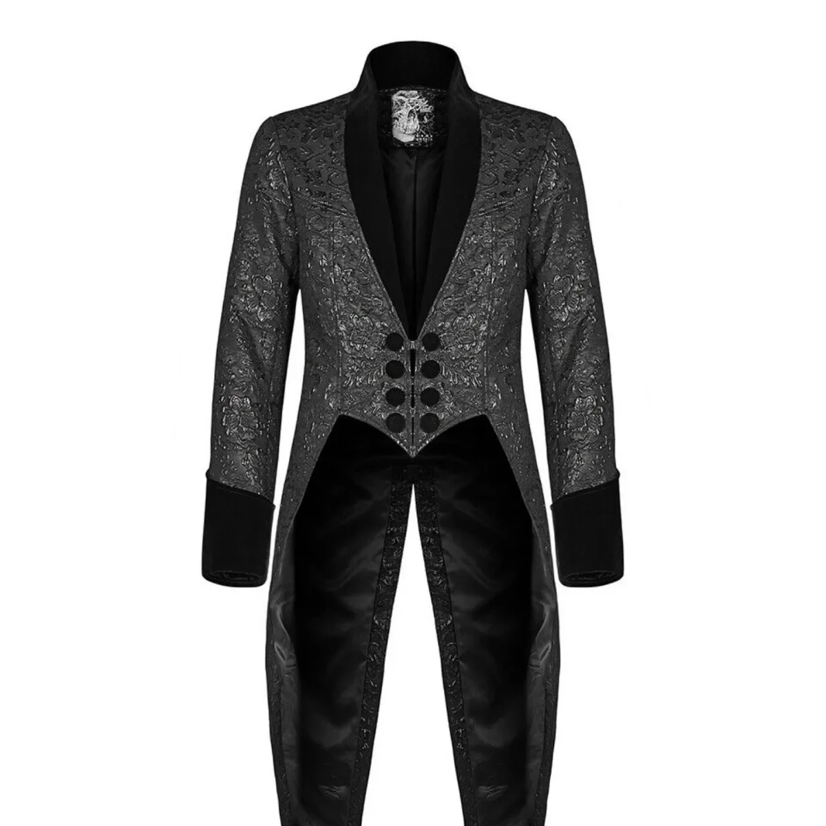 Casaco steampunk gótico masculino, brocado preto elegante, jaqueta jacquard para casamento