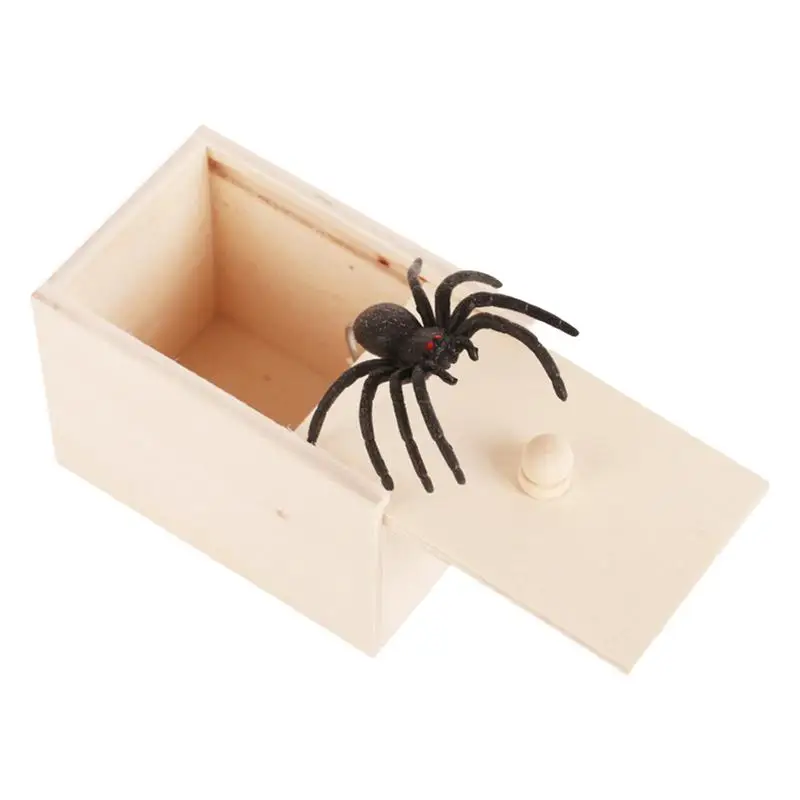 Trick Spider Funny Scare Box Wooden Box Quality Prank Wooden Scare Box Fun Game Prank Trick Friend Party Favors Toy