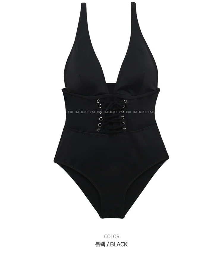 เกาหลี Retro One-piece สามเหลี่ยม V เซ็กซี่ Backless Cool Girl Quick-drying ชุดว่ายน้ํา Seaside Backless Water Park Suspender ชุดว่ายน้ํา