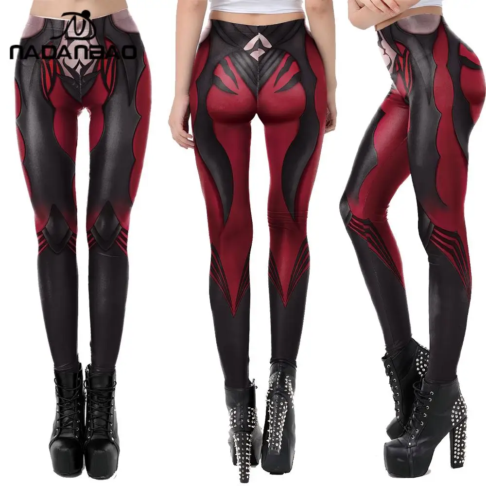 NADANBAO legginsy damskie w stylu gotyckim Anime drukowane wysokiej jakości legginsy modne elastyczne spodnie sportowe spodnie do jogi