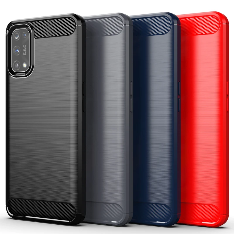 For Oppo Realme 7 Pro Case Cover Anti-knock Bumper Carbon Fiber Soft Back Cover Realme 6 7 Pro Phone Case For Oppo Realme 7 Pro