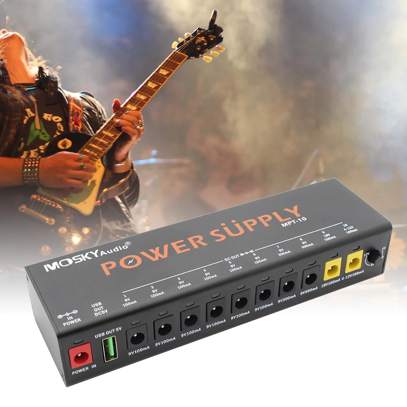 

Studio-Grade 10-Isolated Power Bank Mosky Mpt-10 W/usb-C&18V Boost Mode-Noise-Free Energy for Multi-Effect Chains&digital Pedals