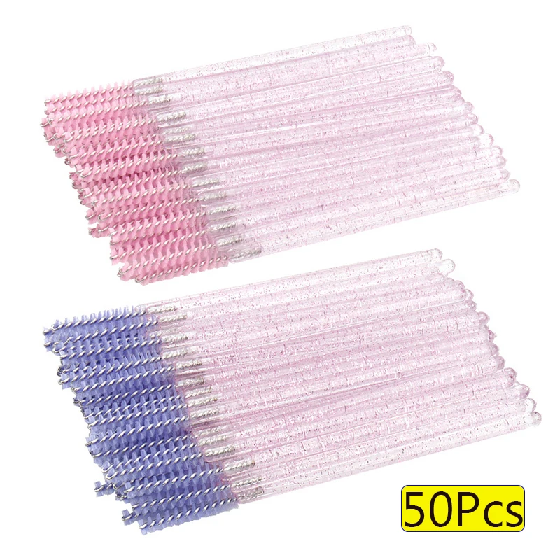 50 قطعة رمش تمديد قوس قزح كريستال ماسكارا عصا قضيب التخزين المؤقت رموش التجميل فرش مجموعة ماكياج أداة