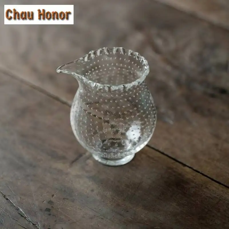 ZAEYORIA 190ml Handmade Starry Bubble Glass Tea Pitcher Divide Tea Chahai Dispenser Justice Cup Fair Mug Tea Ceremony Accessorie