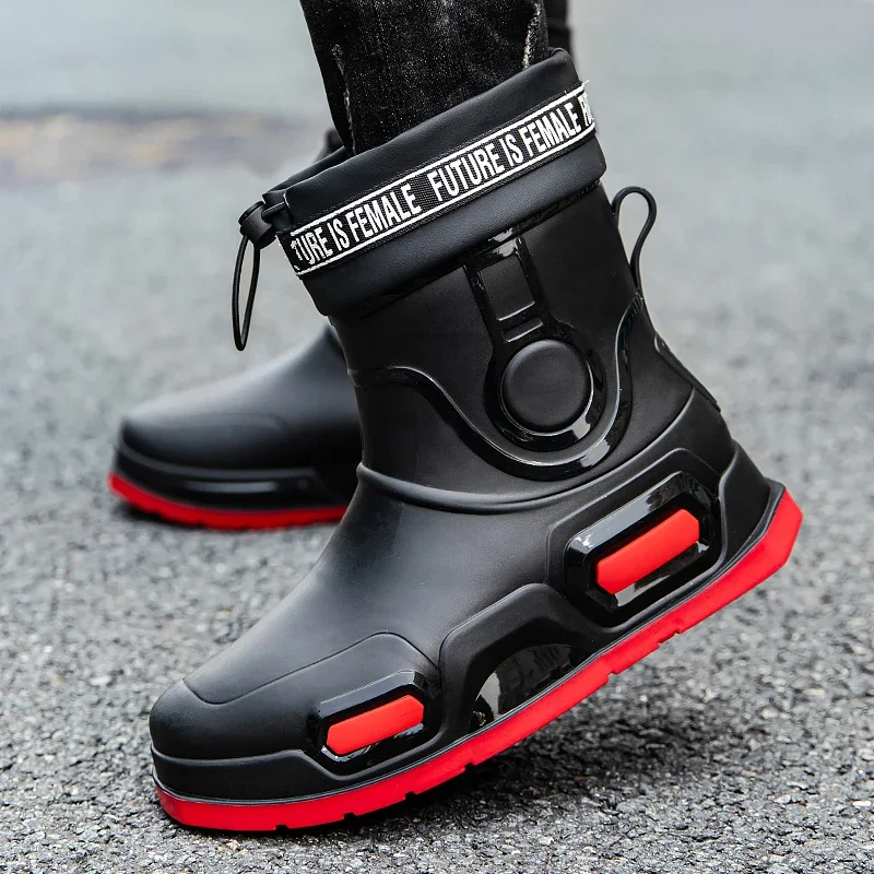 High Quality Couple\'s Outdoor Rain Boots New Waterproof Chef Ankle Boots for Men Anti-slip Work Water Shoe Men\'s Fishing Shoes