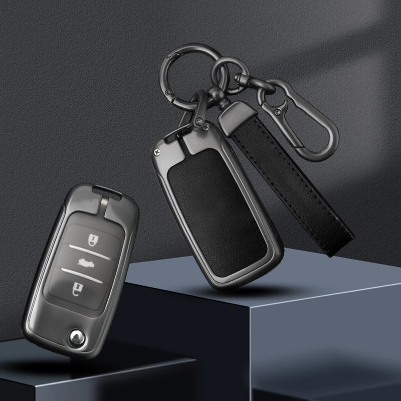 New Zinc Alloy Leather Car Flip Key Case Cover Fob for Changan CS35 CS75 V3 CS15 V5 V7 Oushang A600 A800 AEADO RAETON COUPE CS95