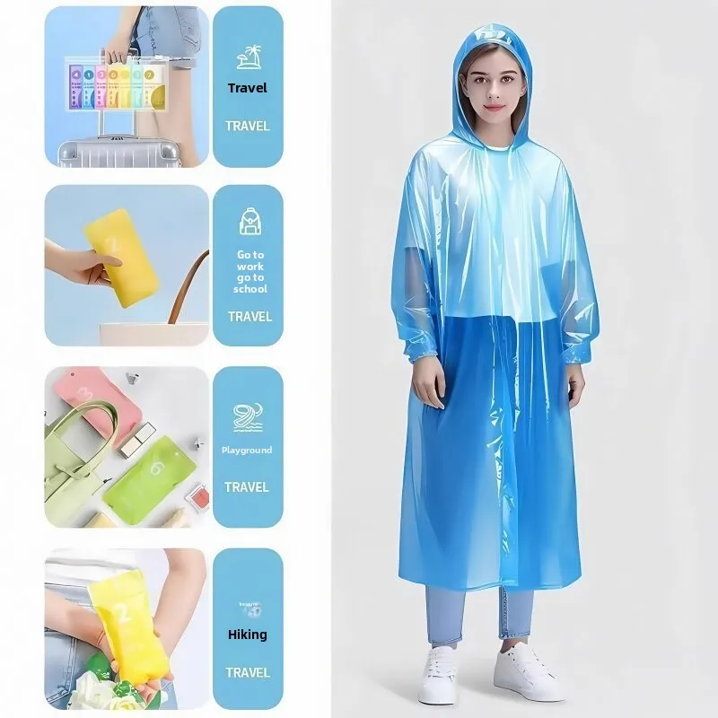5/10pcsDisposable Raincoat Portable One-Piece Raincoat for Adults and Children Outdoor Camping Combo Pack Random Colour Dispatch