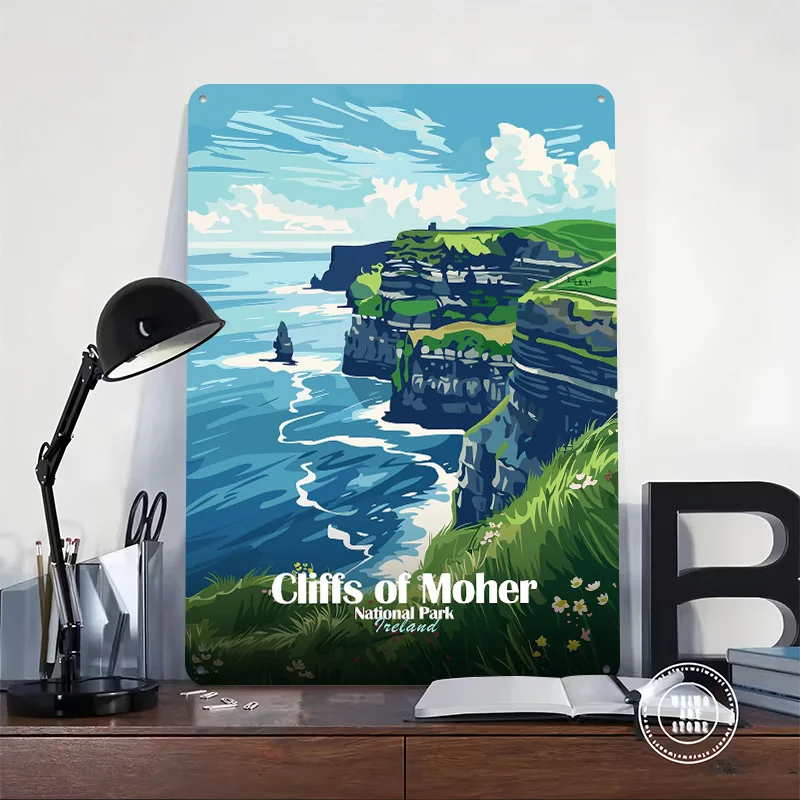 Cliffs of Moher National Park Ireland Metal Poster Perfect Gift for Fans Lovers Customized Wall Art Metal Sign for Office Decor