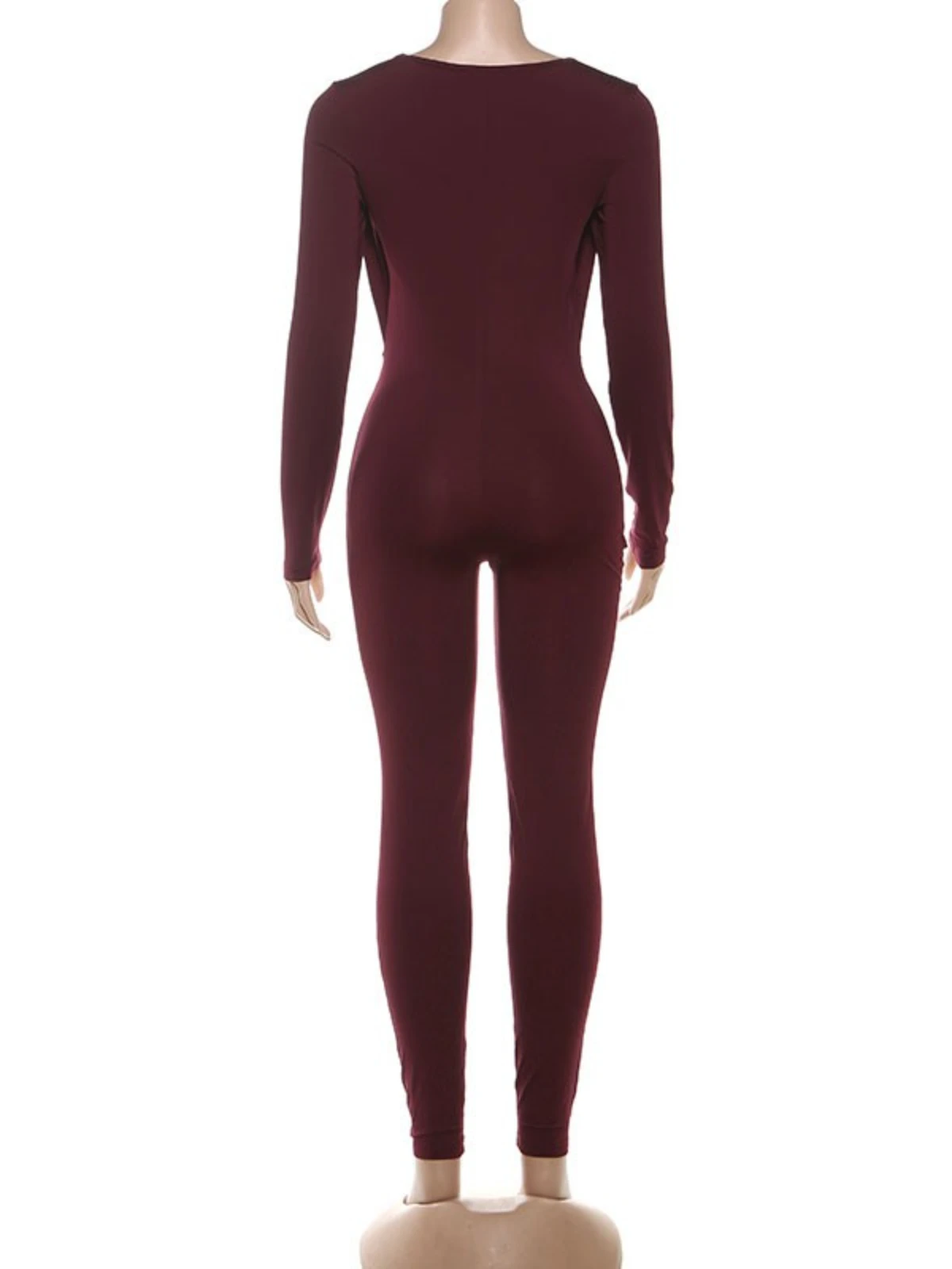 SsTss otoño nueva tendencia mono de mujer sólido cuello oscilante manga larga cintura alta ajustado elástico mameluco con hebilla de Metal Top