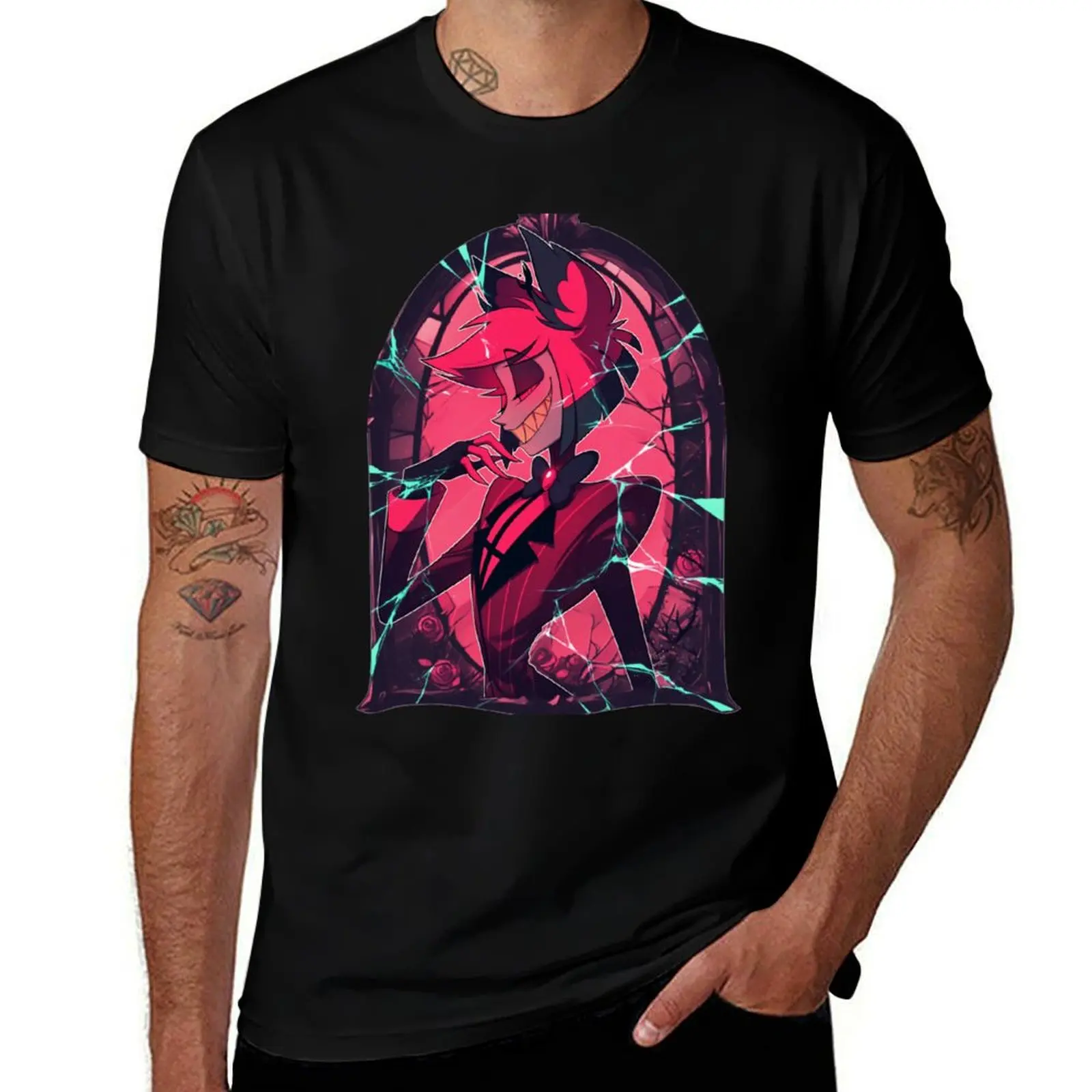 Stained Glass Alastor - Cracked T-Shirt basketball graphic tees baggy shirts custom t shirt mens champion t shirts