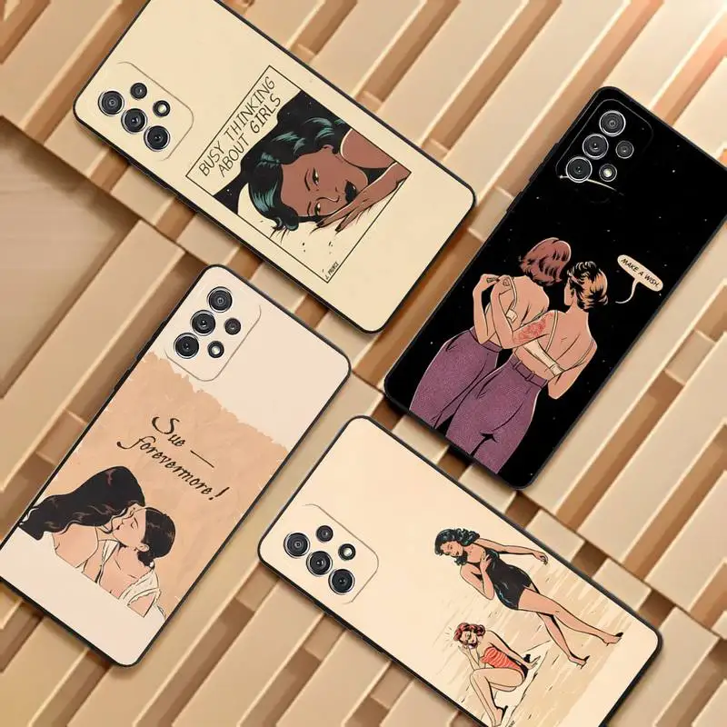 Manga Lesbian Phone Case Shell Fundas For Samsung S20 Fe Lite S21 S30 Ultra S8 S9 S10 E Plus Macia Soft Macia Cover