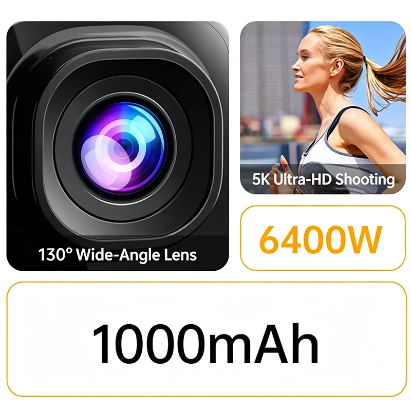 5K Waterproof Action Camera 6-Axis Stabilization Thumb Sport Cam Dual-screen Bodycam Helmet Video Recorder Vlog
