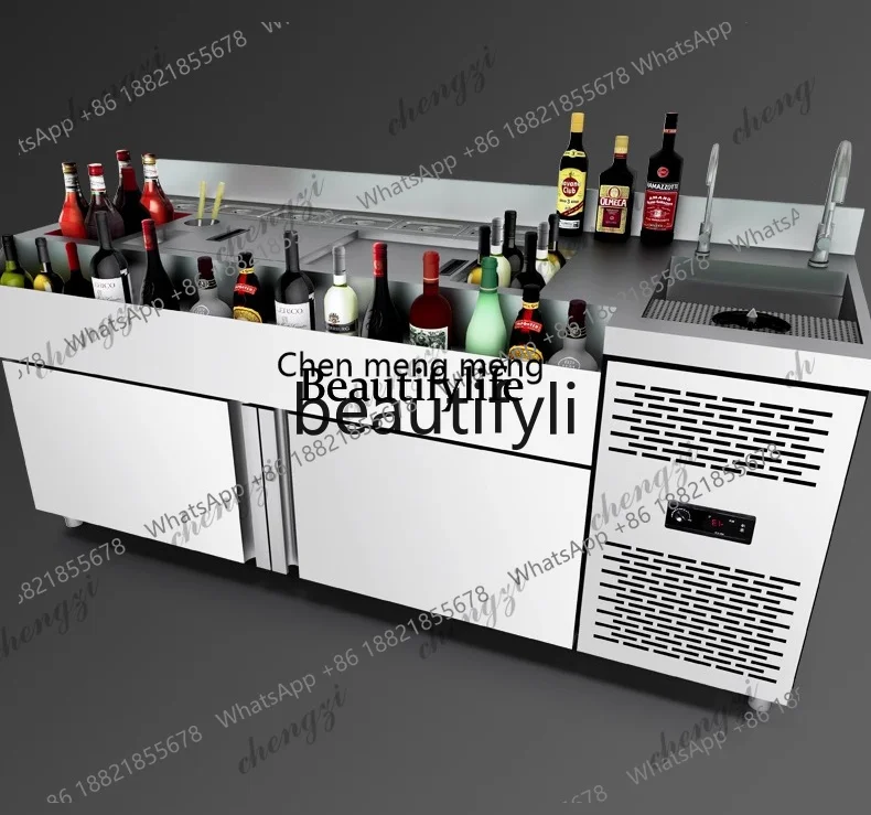 A55 Stainless Steel Commercial Bar Mixing Station Cocktail Cabinet Water Bar Counter Operation Workbench For Pub Club Bar