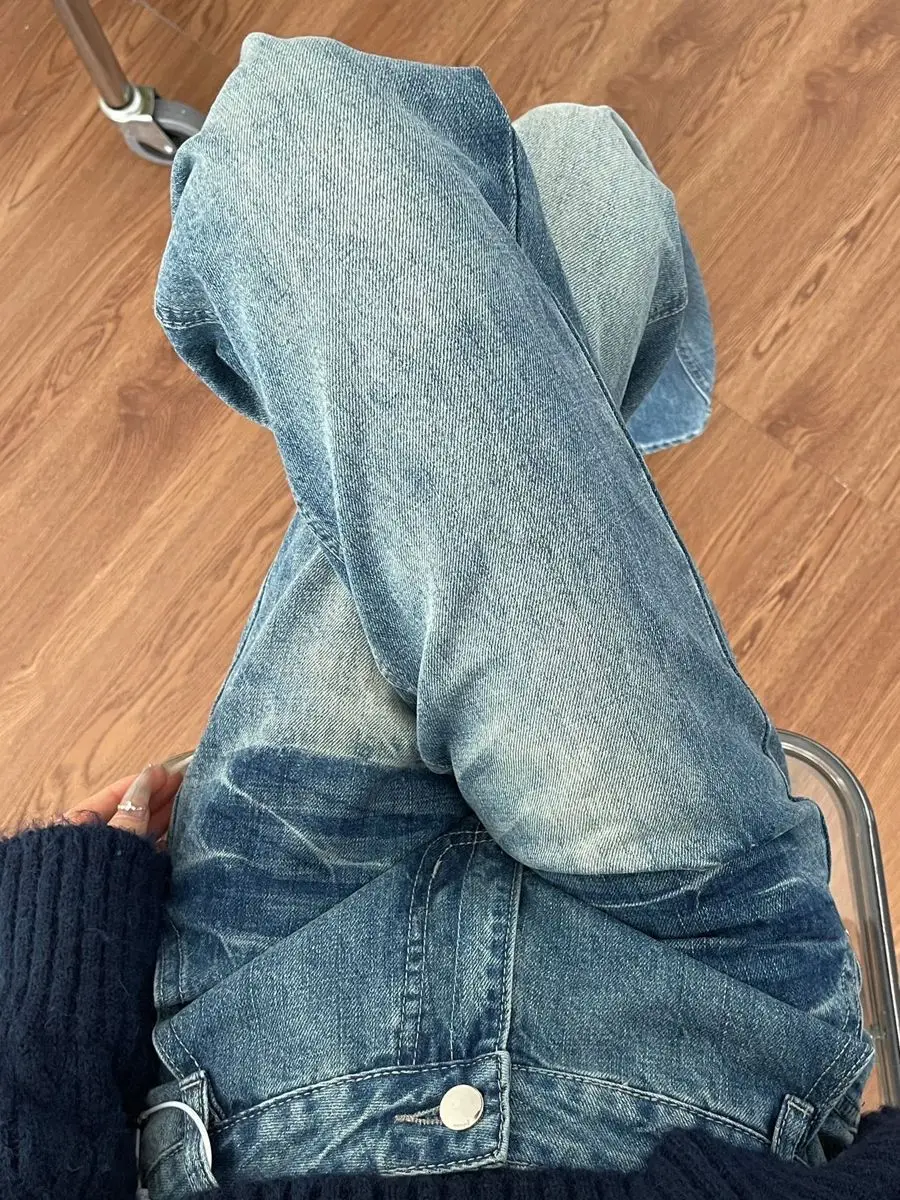 Pantaloni jeans larghi per donna Chiusura con cerniera con bottoni Fibbia con cintura Cintura regolabile Denim femminile Moda Basic Semplice