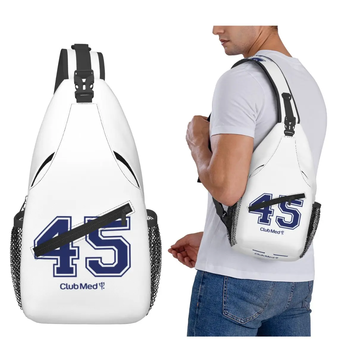 

Number 45 Club Med Chest Bag Men Sling Crossbody Backpack Chest Bag Travel Hiking Daypack Shoulder Bag