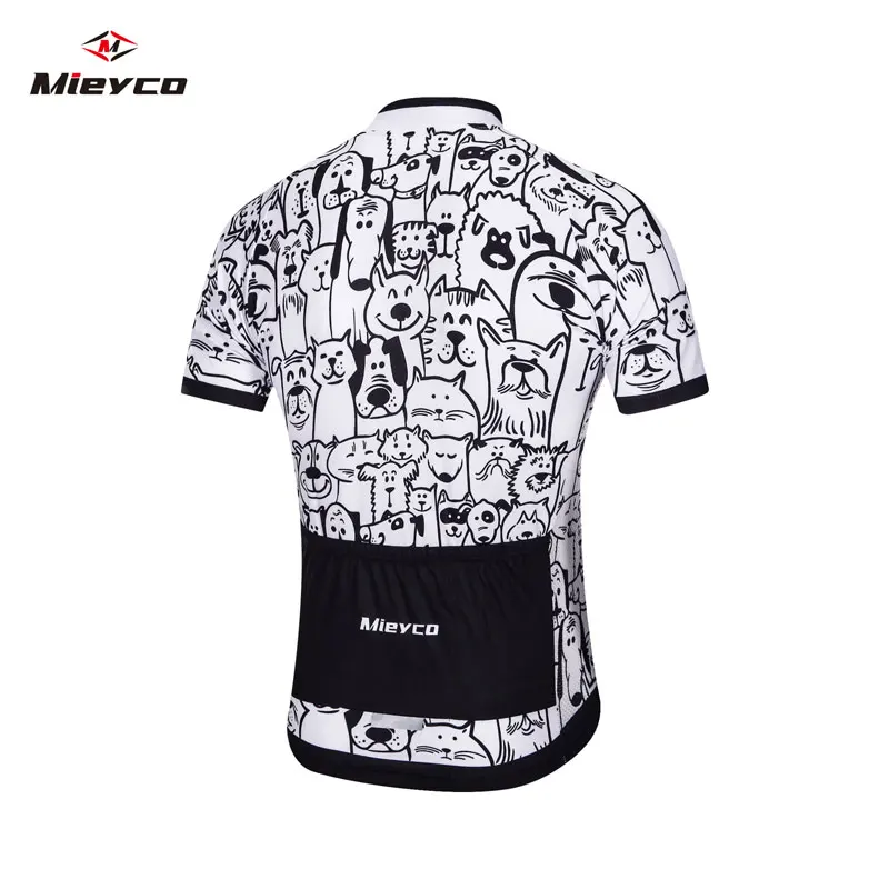 Men Breathable Unisex White Cartoon Cat Cycling Jersey Spring Anti-Pilling Eco-Friendly Bike Clothing Top Road Team Bicycle