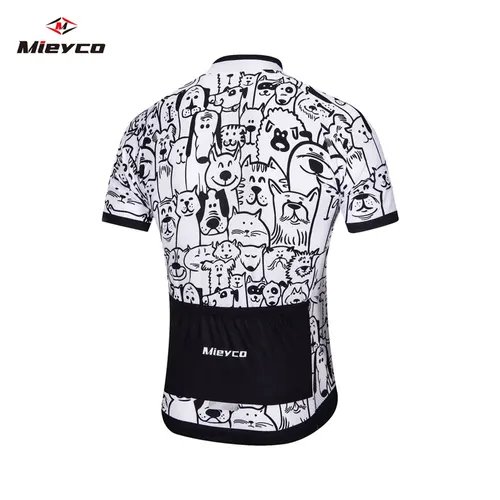 Imagen 2 del producto Hombres transpirable Unisex blanco dibujos animados gato ciclismo Jersey primavera Anti-Pilling ropa de bicicleta ecológica Top equipo de carretera bicicleta