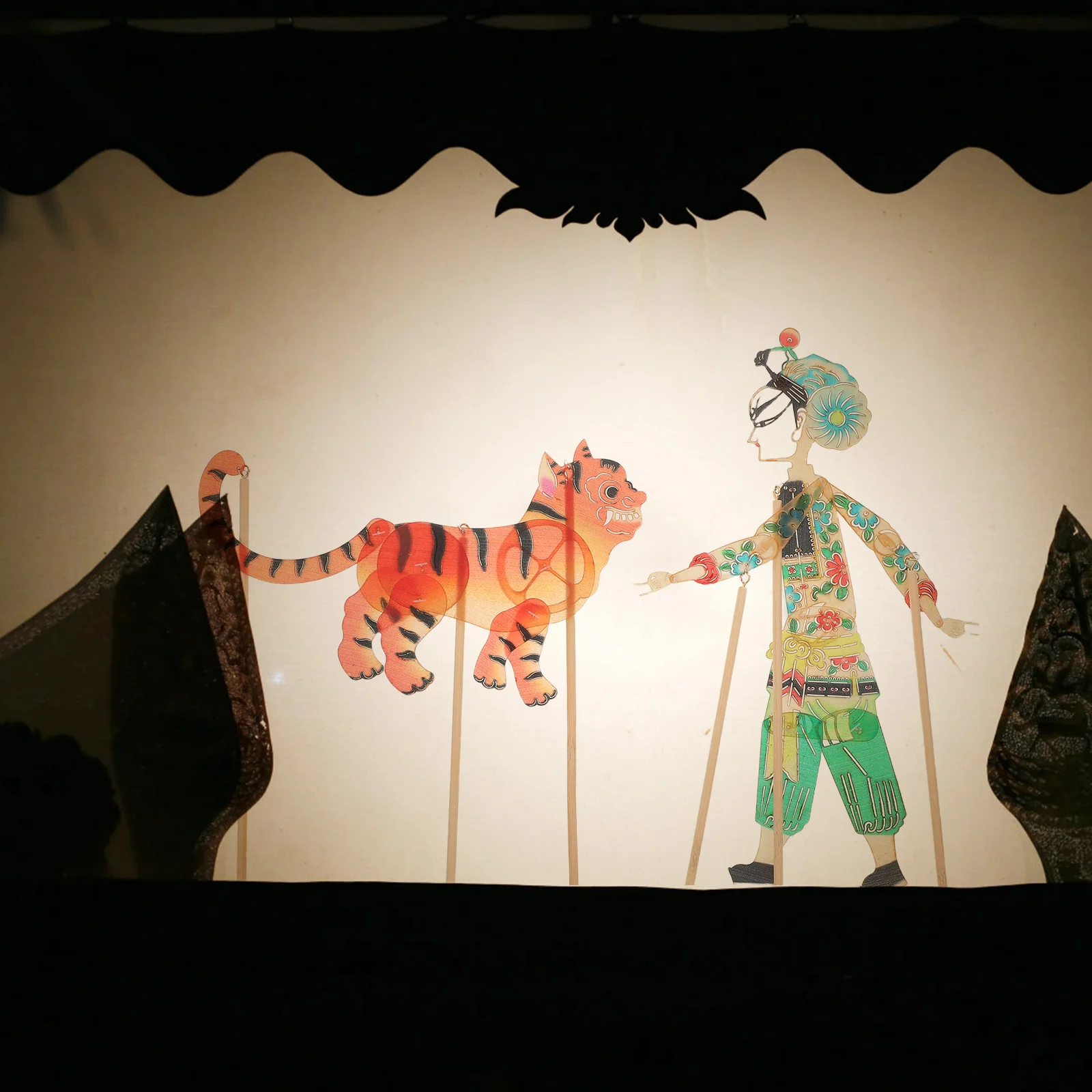 Kit de Fantoches de Sombra Chineses Wu Song Luta com Tigre, Conjunto de Artesanato DIY, Acessórios de Teatro Tradicional, Brinquedo Educativo, Personagem Feito à Mão