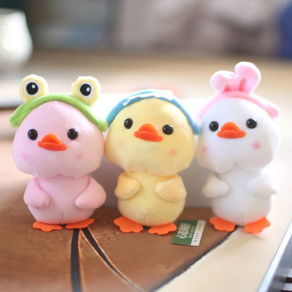 Cute Little Duck Doll Plush Toy with Hat - Transforming Plush Pendants for Kids' Backpacks