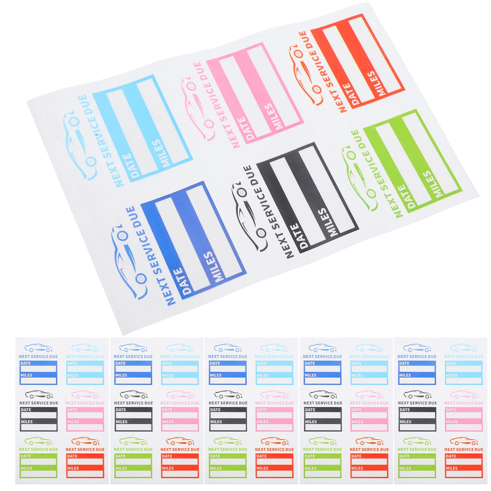 

10 Sheets Service Expiration Stickers Oil Change Date Reminders Waterproof Pet Material Writeable Surface Windshield Static