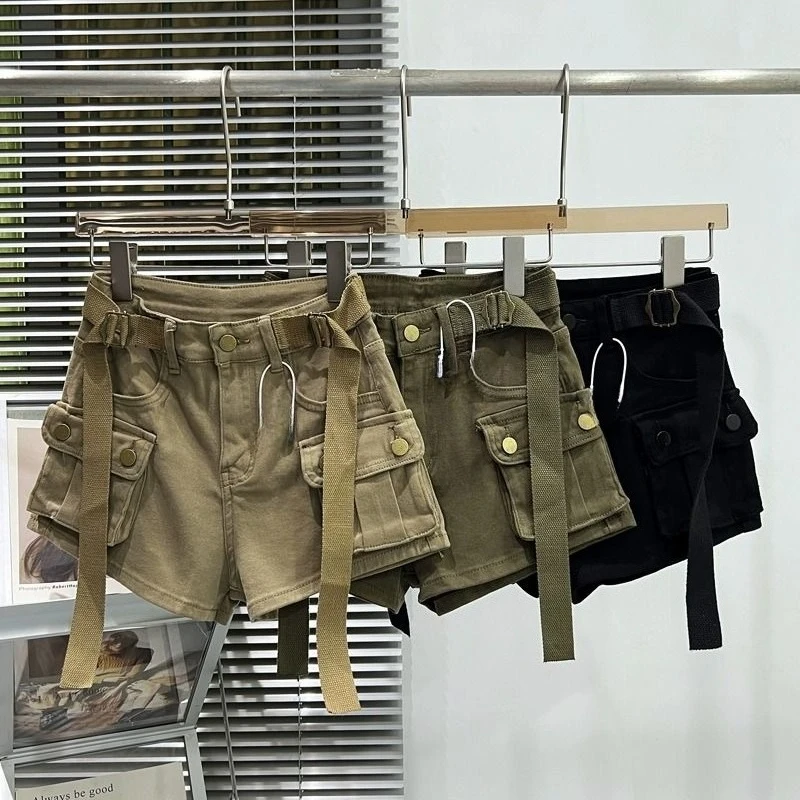 

Oversize Pocket Denim Shorts for Women Y2k High Waist Slim Fit Hot Short Pants 2025 Summer New Bodycon Jeans Shorts