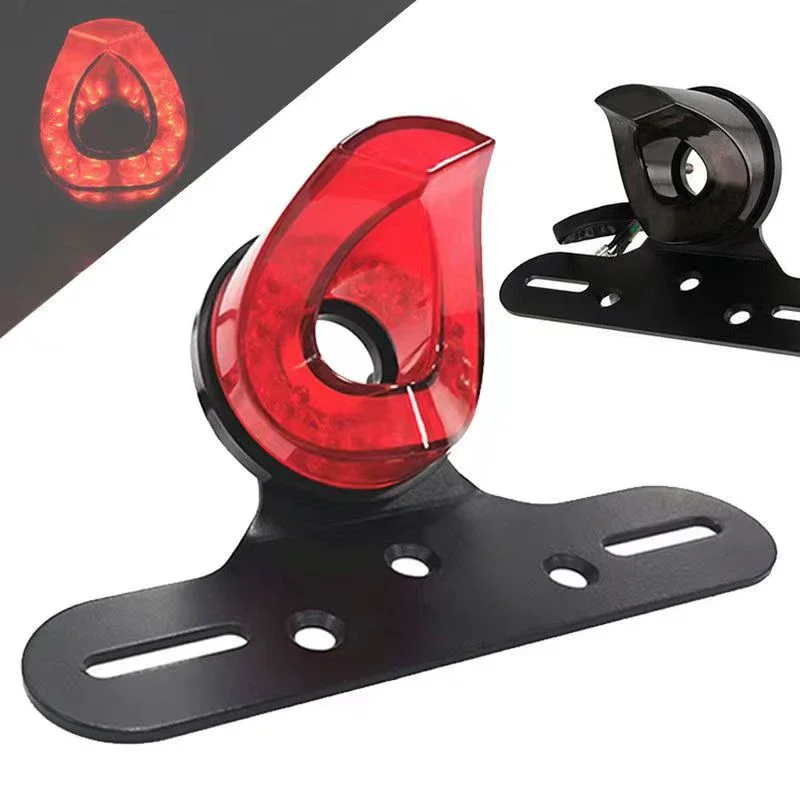 

Motorcycle LED Taillight For Harley Cafe Racer Yamaha Chopper Rear Brake Stop Custom Tail Lights w/ License Plate Bracket Lamp