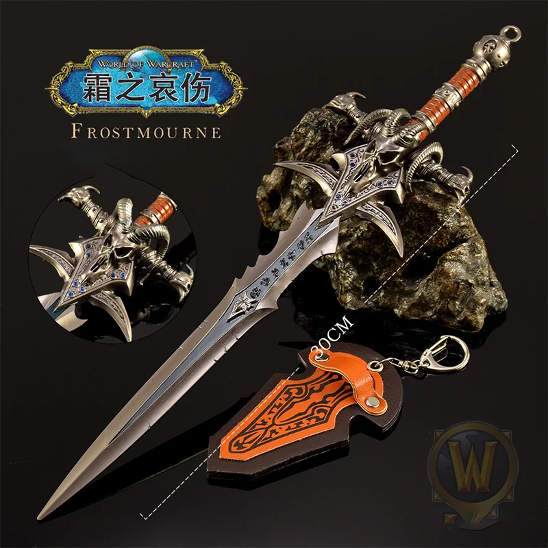 Figura de Warcraft Frostmourne de 30cm, modelo de versión montada en la pared, modelo de espada de cuerpo a cuerpo, adornos artesanales de Metal, colecciones de regalos