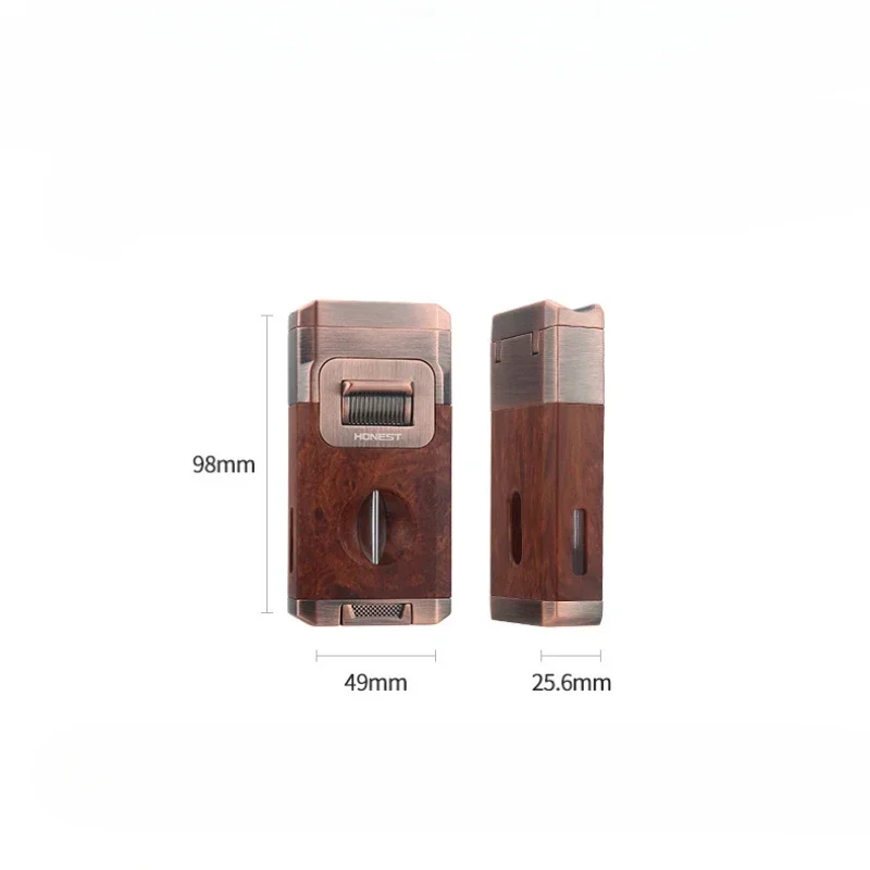 2024 Luxury Cigar Lighter With V Cutter Cigar Holder Double Jet Flame Butane Refillable Torch Lighter Gift for Smoker