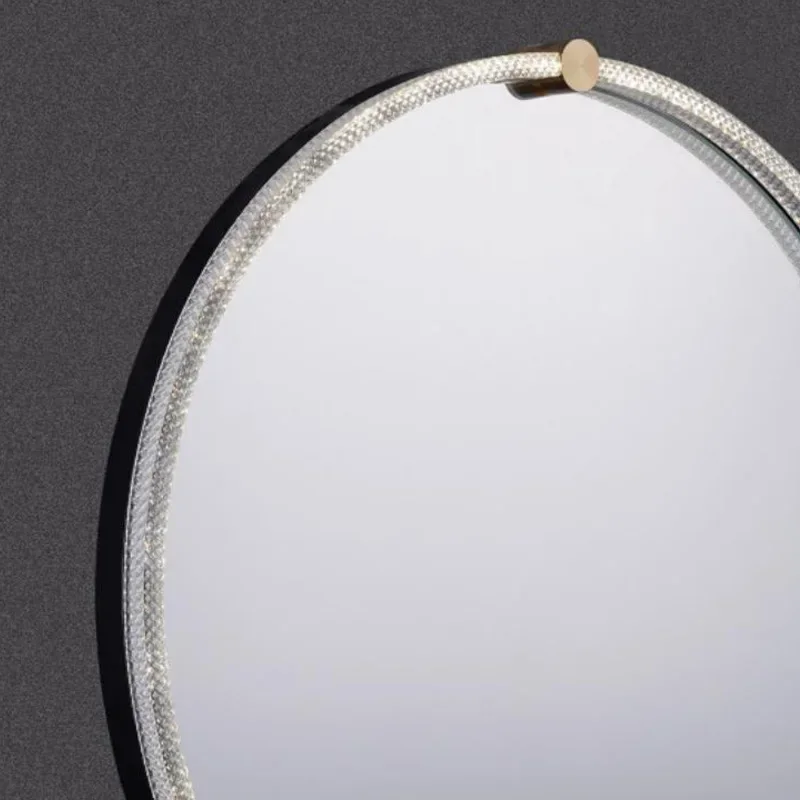 Round Illuminated Bathroom Mirror Hanging Wall Vanity Mirror Demister Dimmable Aluminum Fram HD Glass Makeup Mirror Decor