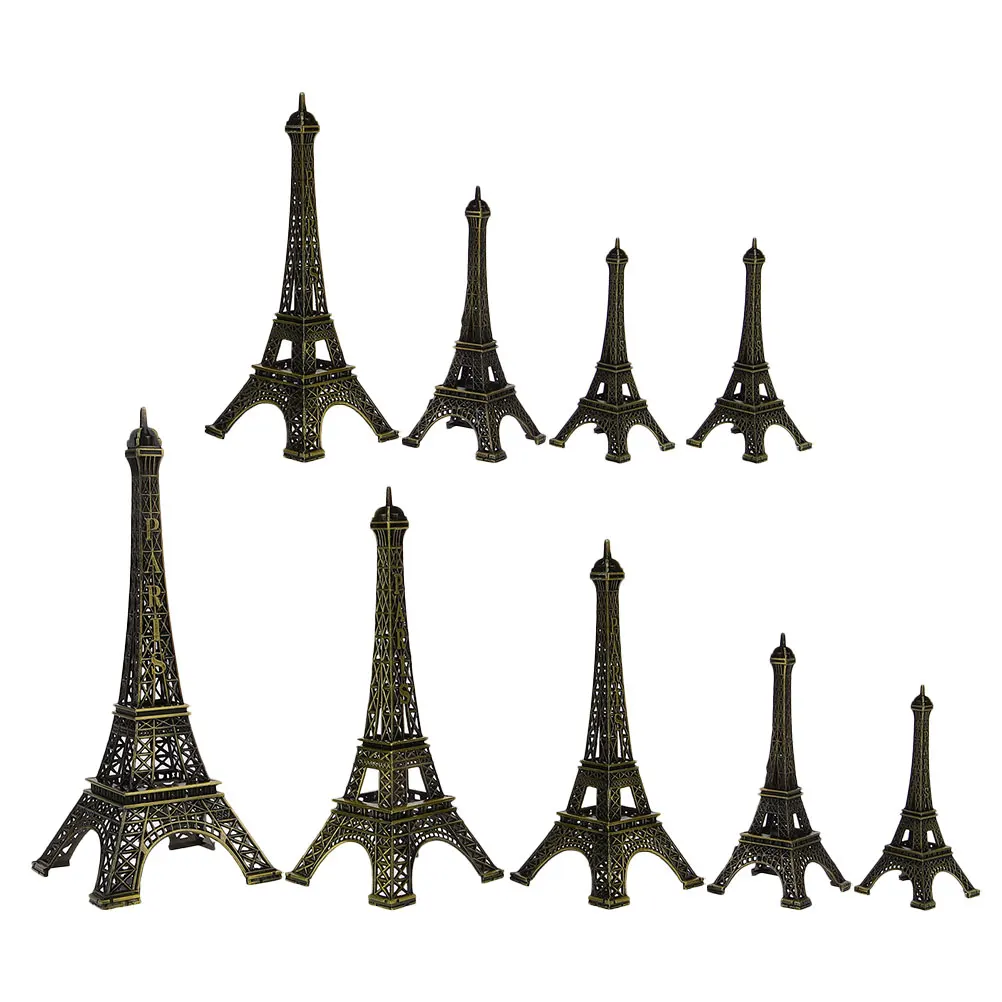 

9Pcs Eiffel Tower Iron Statue Decoration Cake Toppers Table Centerpieces Party Decor Mini Eiffel Tower Decor