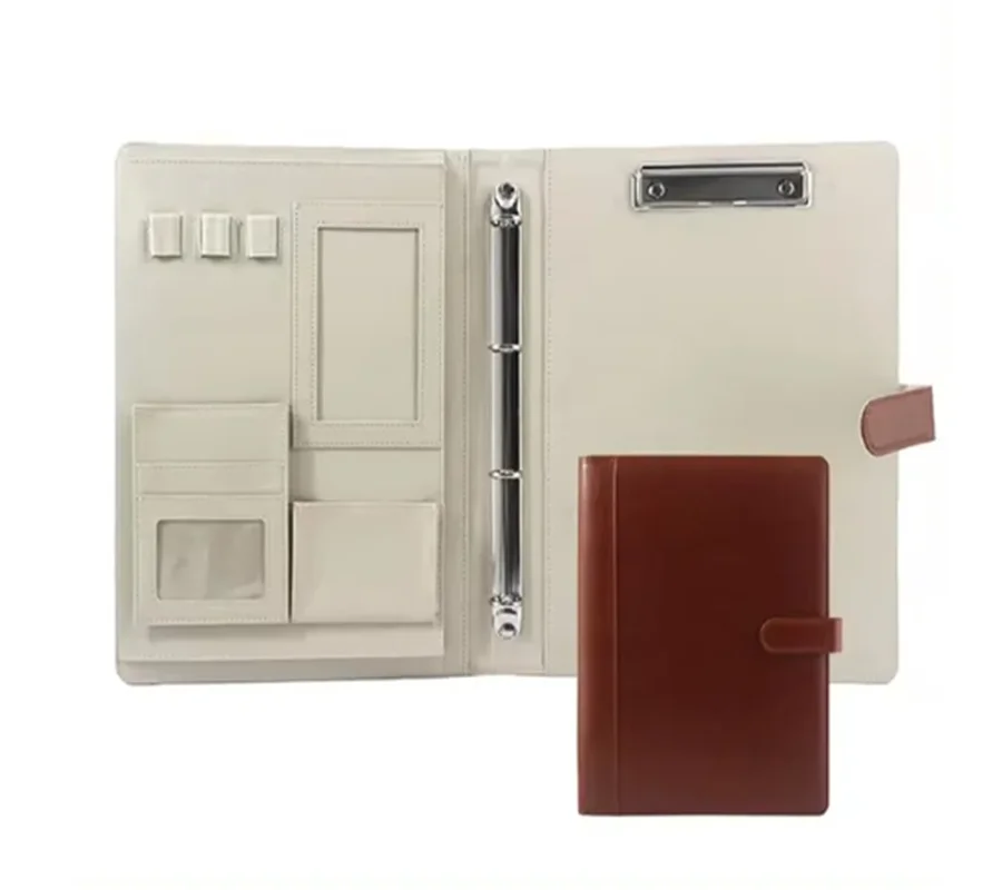 Zippered Business Loose- Closure Holder With Case Document Leaf Padfolio Card Folder Organizer PU