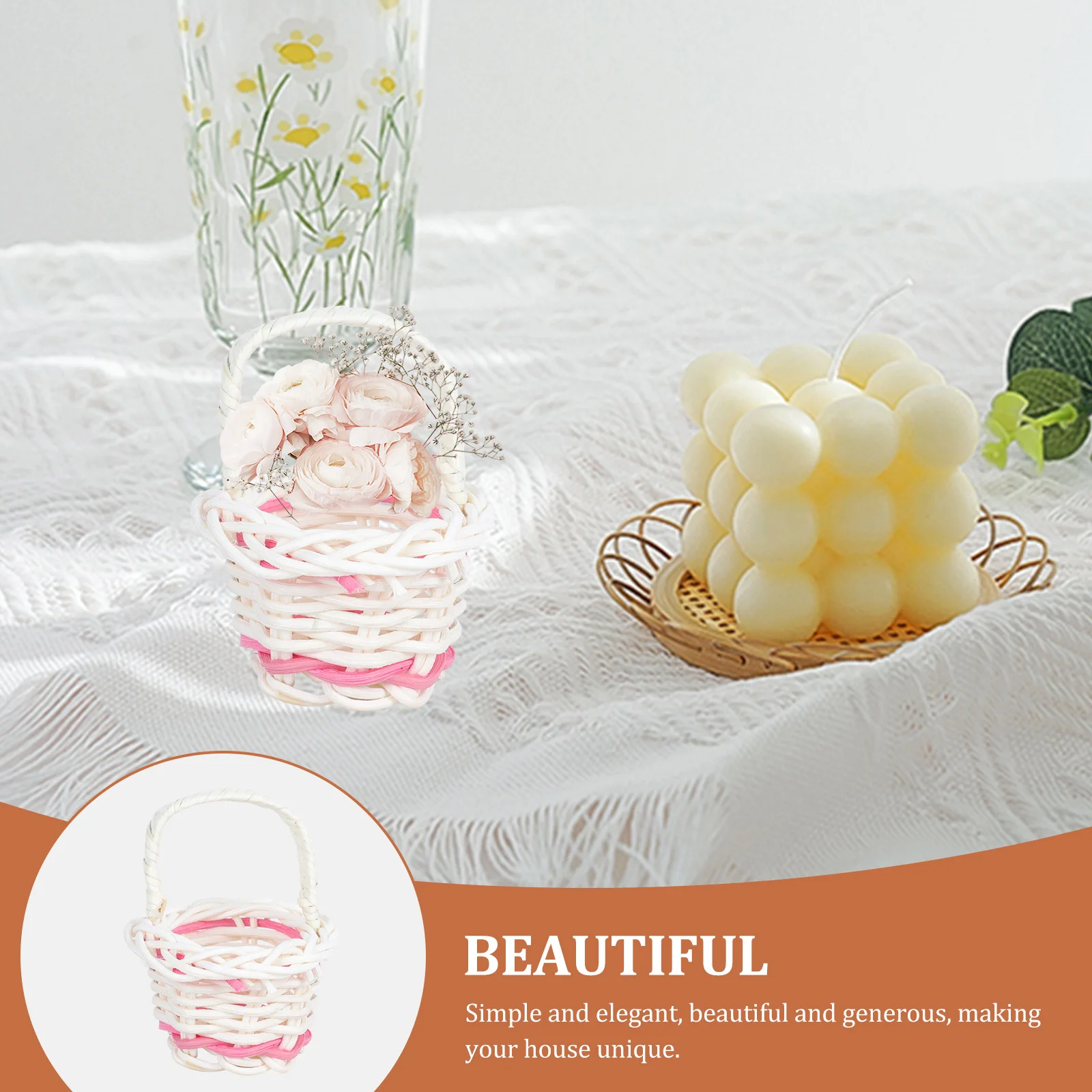 10 PCS Mini Shopping Basket Decor Picnic Organizer Office Rattan Photography Prop