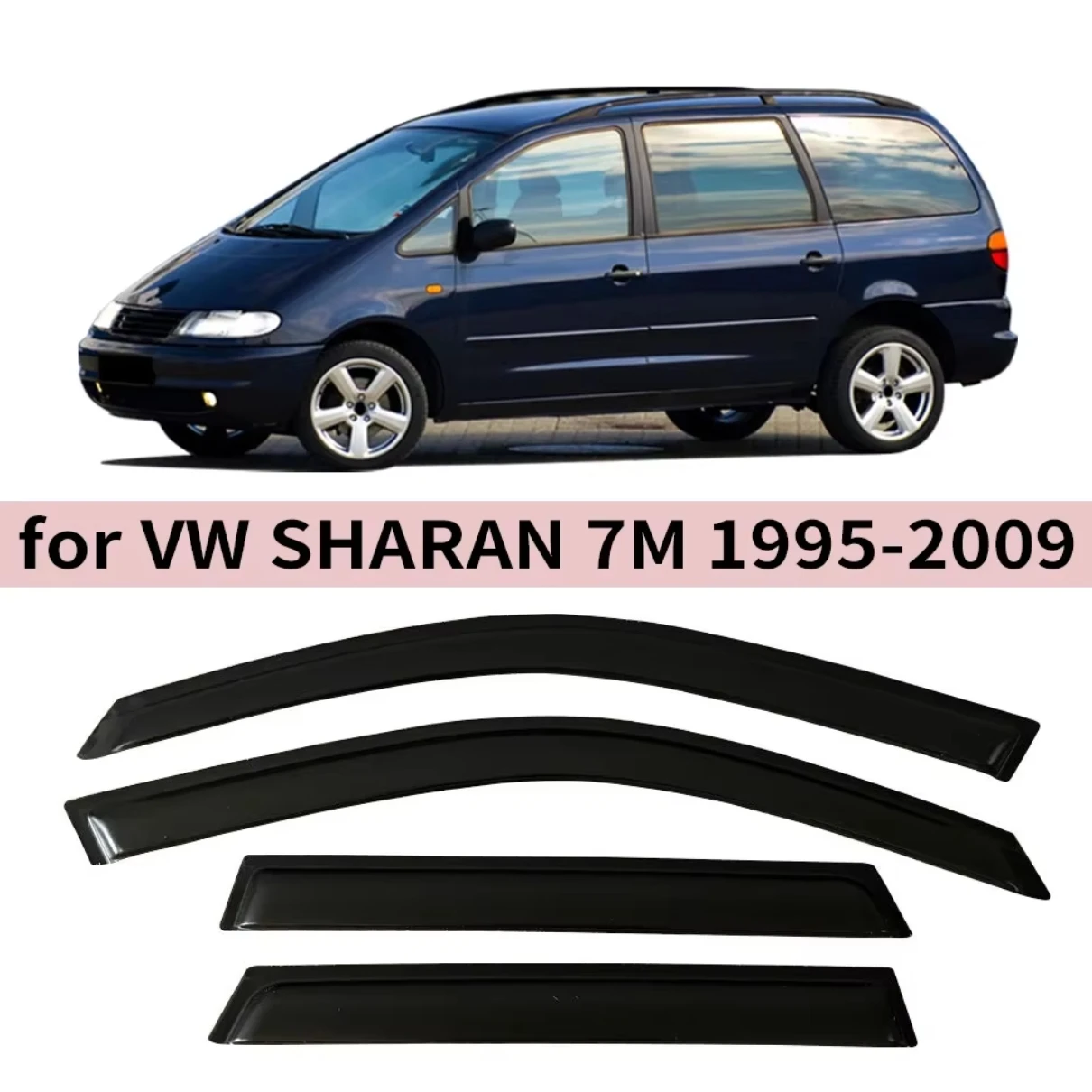 

For VW SHARAN 7M 1995-2001 2002 2003 2004 2005 2006 2007 2008 2009 Wind Deflectors Rain Guards Door Vent Shades Window Visor