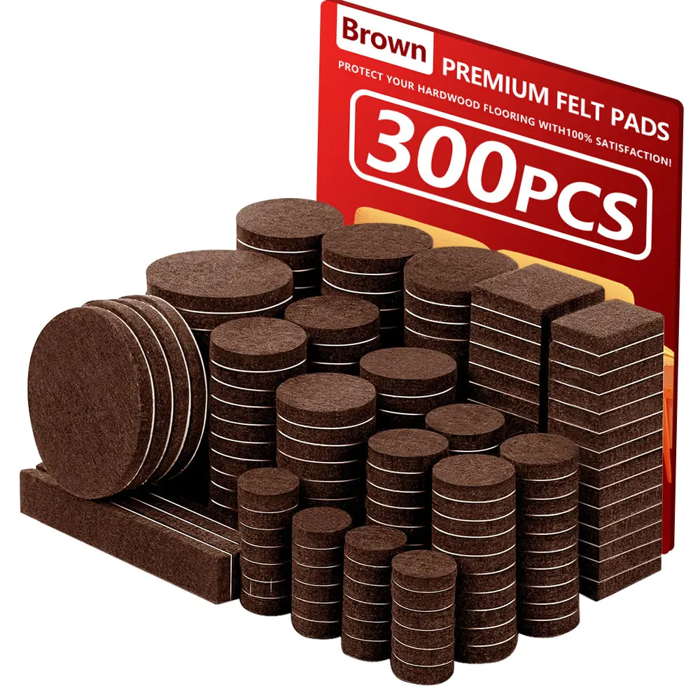 300PCS Felt Chair Leg Pads, Value Pack of Various Sizes,Felt Furniture Pads for Protecting Hardwood Floors,Self Adhesive