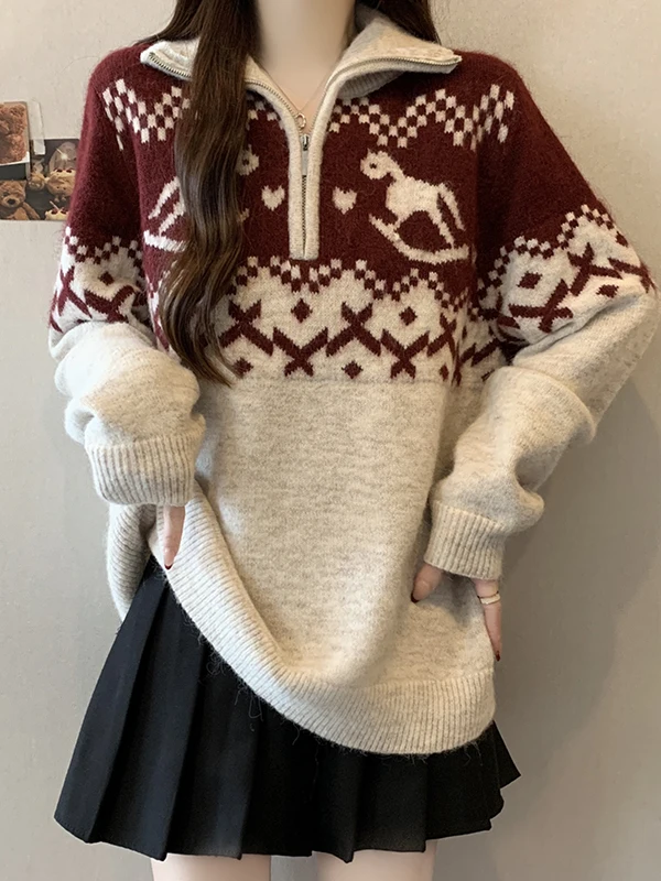 

Женский вязаный свитер Long Sve на молнии Ne, повседневный мягкий полиэстер, зимняя мода, красивый топ больших размеров