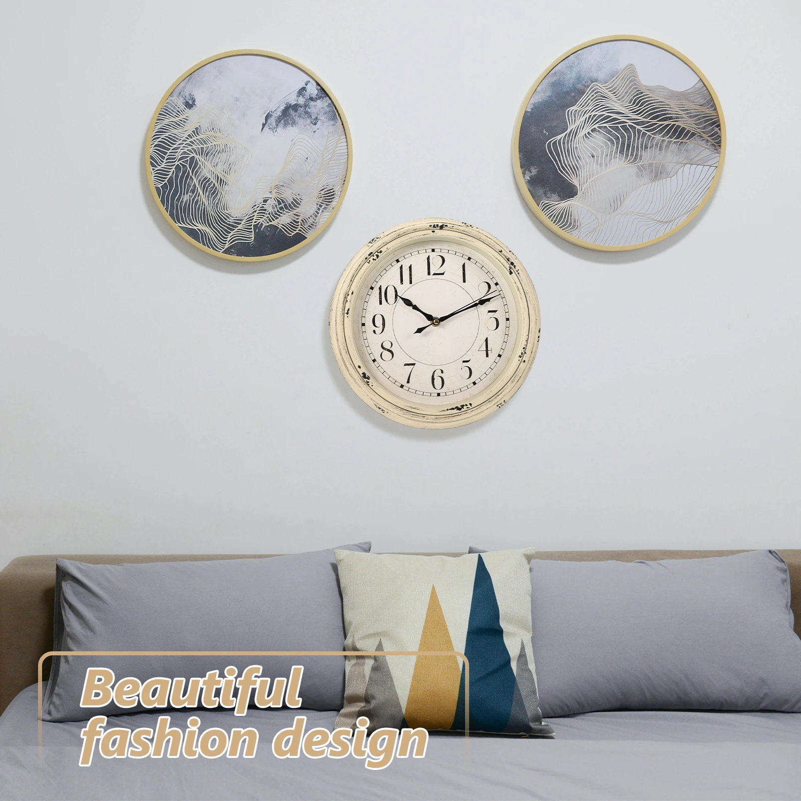 

Retro Wall 12 Inch Vintage Hanging Clock for Home Decor Silent Round Plastic Convenient Wall Clocks Clocks Living Bedroom