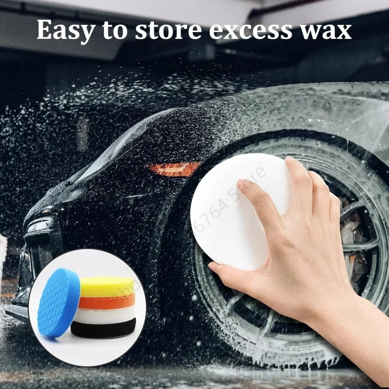 5Pcs แผ่นขัดรถยนต์ชุด Auto 3/4/5/6/7 นิ้ว Self-Adhesive Buffing Waxing ฟองน้ําล้อขัด Pad สําหรับรถขัดเจาะ