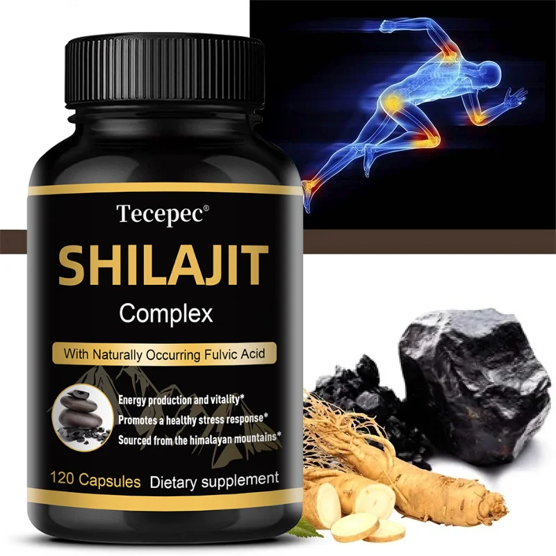 Shilajit with Ginseng Capsules, Rich Fulvic Acid & Trace Minerals, Support Daily Vitality, Stamina & Body Wellness for Adult