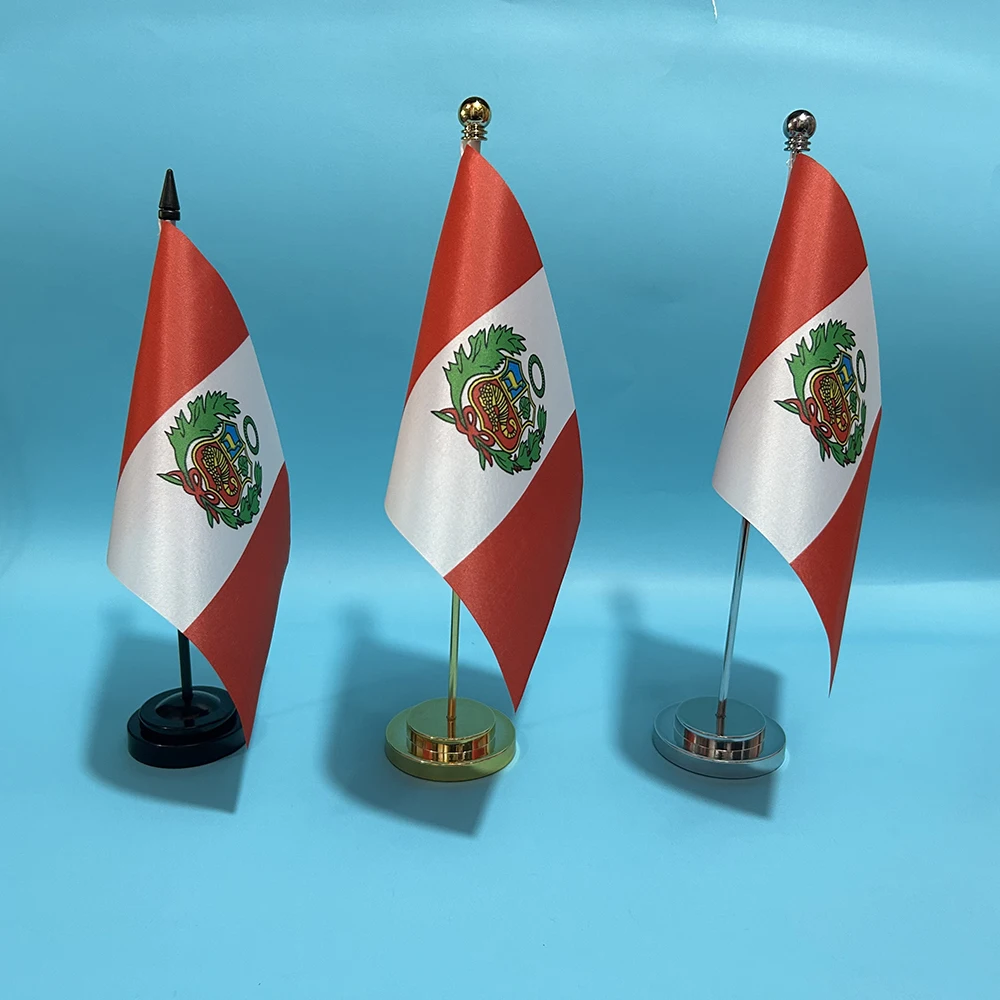 SKY FLAG Office Desk Flag of Peru Flag 14x21cm Polyester Per PE Peru National Flag Desk Ornaments Flags