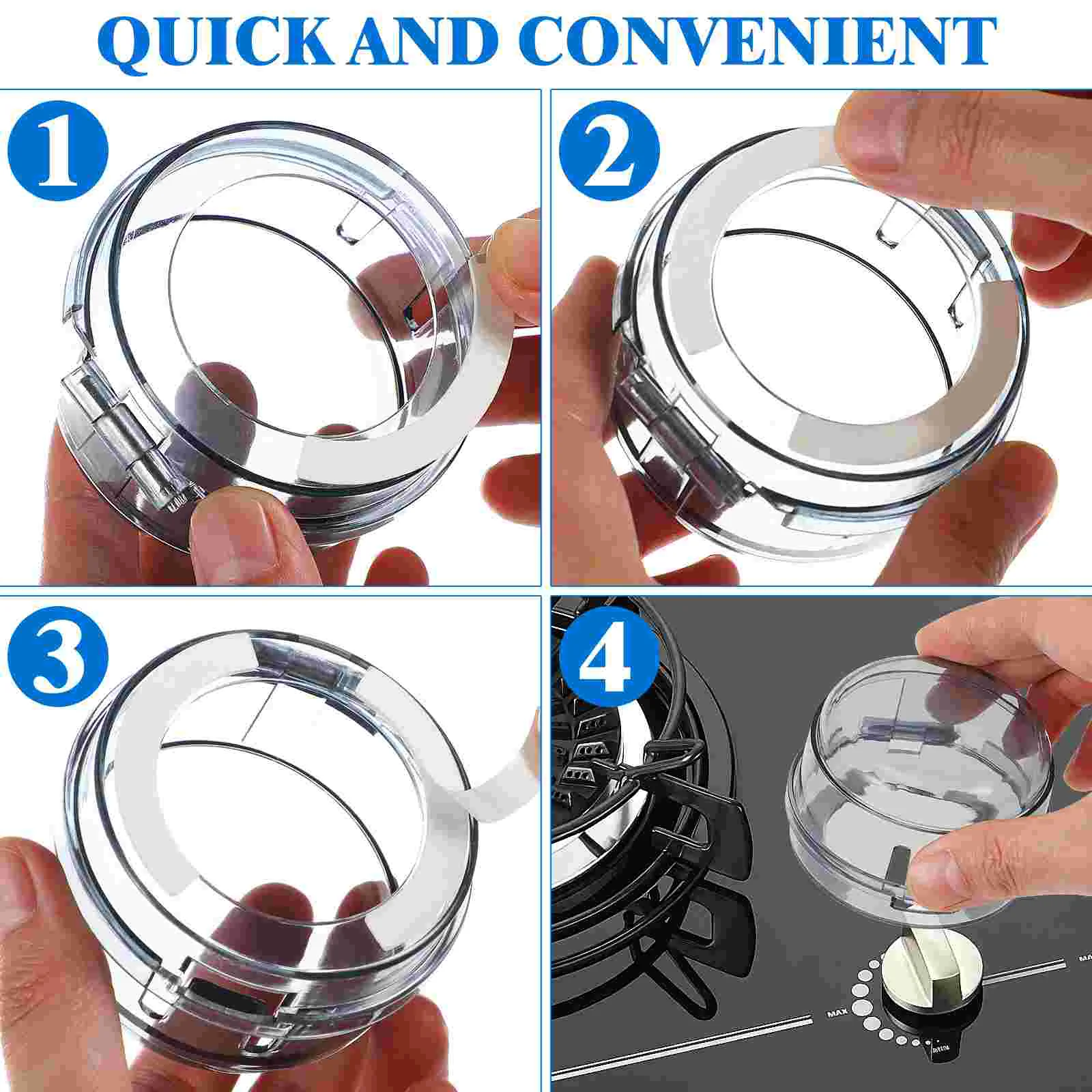 가스 안전 케이스 스위치 커버 가드, 주방 문짝 손잡이 실드 보호 잠금 뚜껑, 어린이 버너 방지용 스토브 커버, 4 개