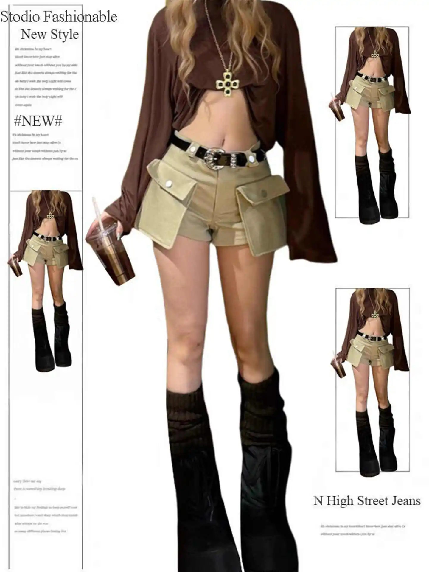 

Summer Women American Retro Cowboy Cargo Jean Shorts Goblin Core Kpop Japanese Y2K 2000s Grunge Denim Hot Pants Gyaru Coquette