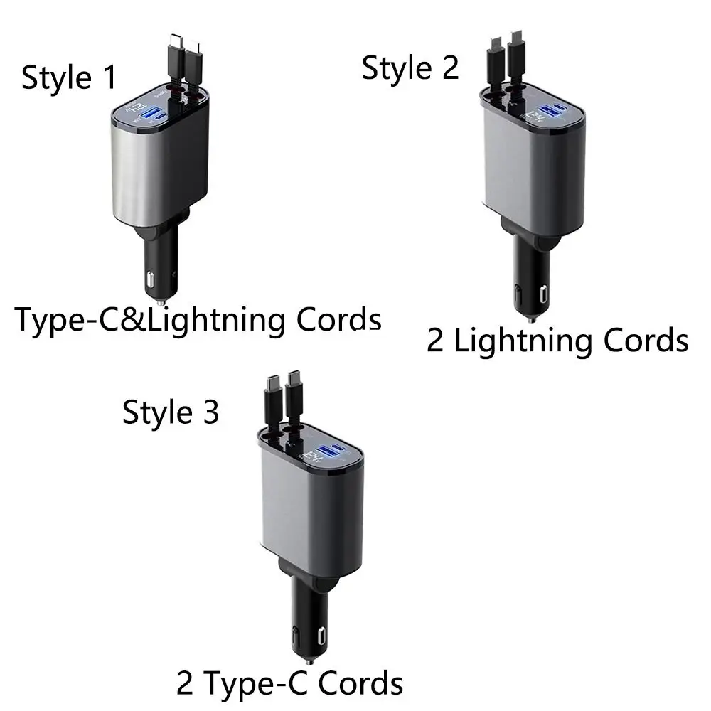 

Универсальное выдвижное автомобильное зарядное устройство с 2 портами для быстрой зарядки, автомобильное зарядное устройство для телефона, универсальное регулируемое