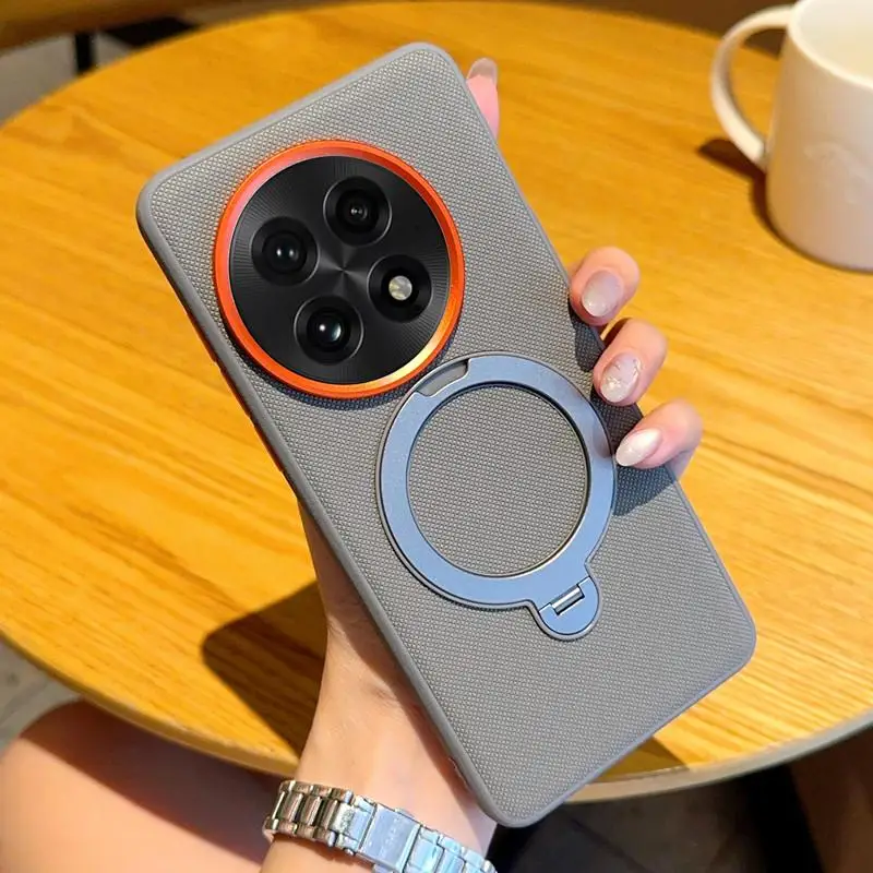 

Металлический магнитный держатель кольца стойка телефон корпус для OnePlus 13 13R 13T OnePlus Ace5 Pro Крестовый узор кожа камера объектив кольцо крышка