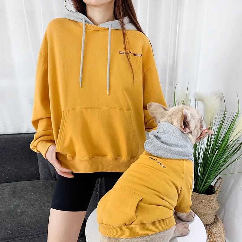 The New  Pet Clothes  Dog Clothes Parent-child Wear Spring and Autumn Korean Version Pure Cotton Hoodie Four Colors Seven Sizes