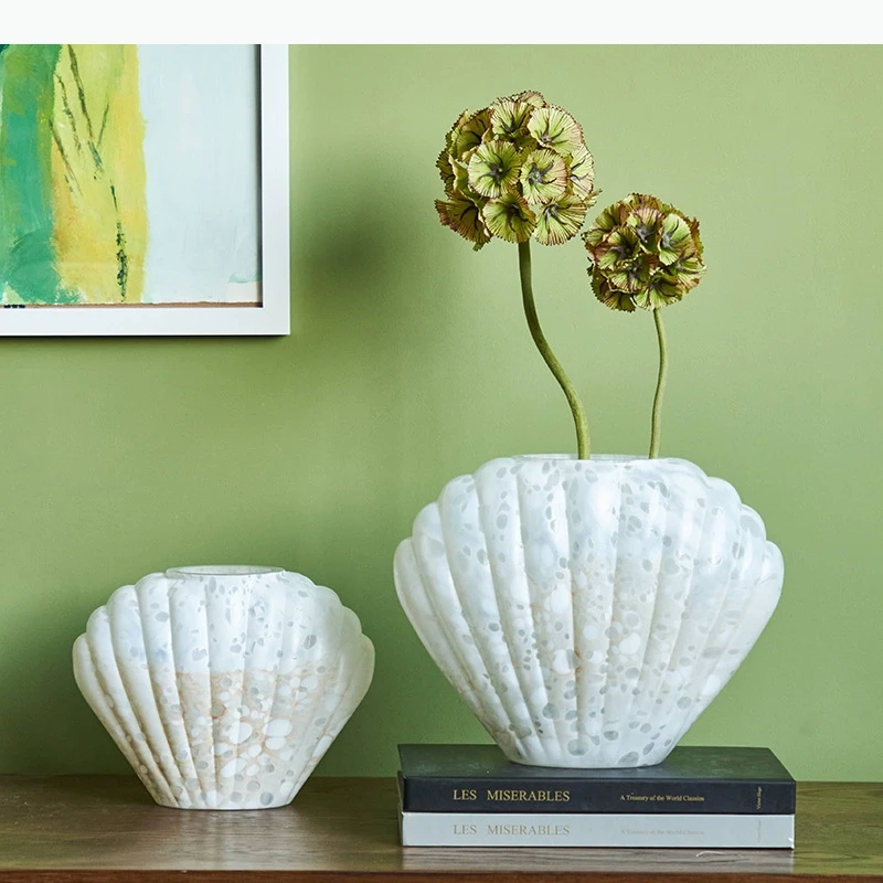 Glass Vase Clamshell Whelk Scallop Flower Vase Glass Floral Arrangement Accessories Terrarium Home Decoration