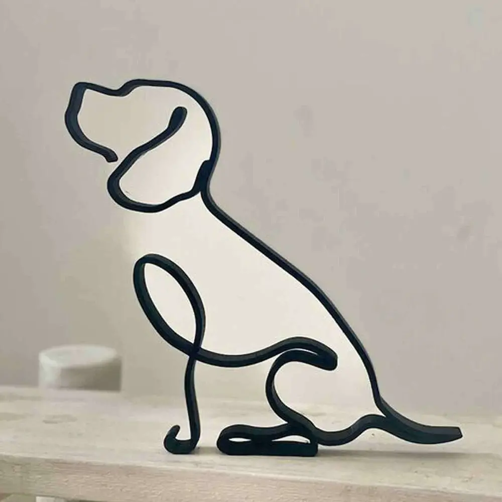 Bulldog Dachshund Labrador Handicraft Wrought Iron Abstract Dog Ornament Simple Statue Modern Animal Sculpture Art Figurine