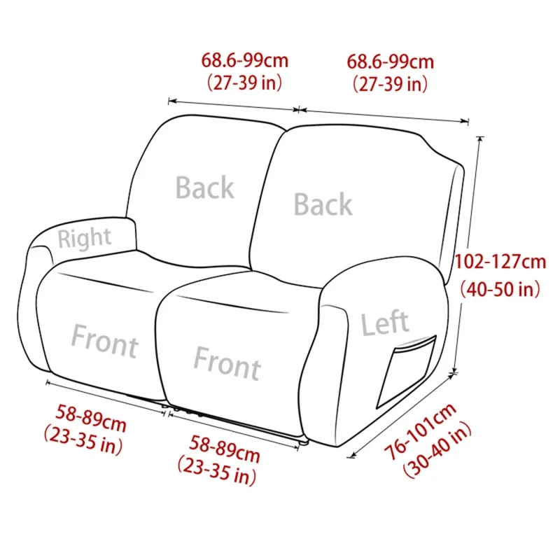 2Seater Washable Split Recliner Sofa Covers Elastic Super Soft Reclining Chair Covers Anti-dirty Relax Armchair Protector Home